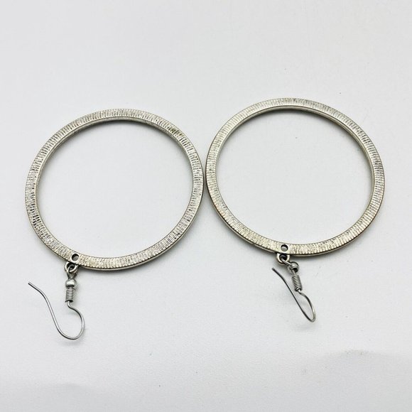 Beaded Hoop Earrings Pierced Silver Tone Boho Festival Music Party Holiday - Picture 2 of 8